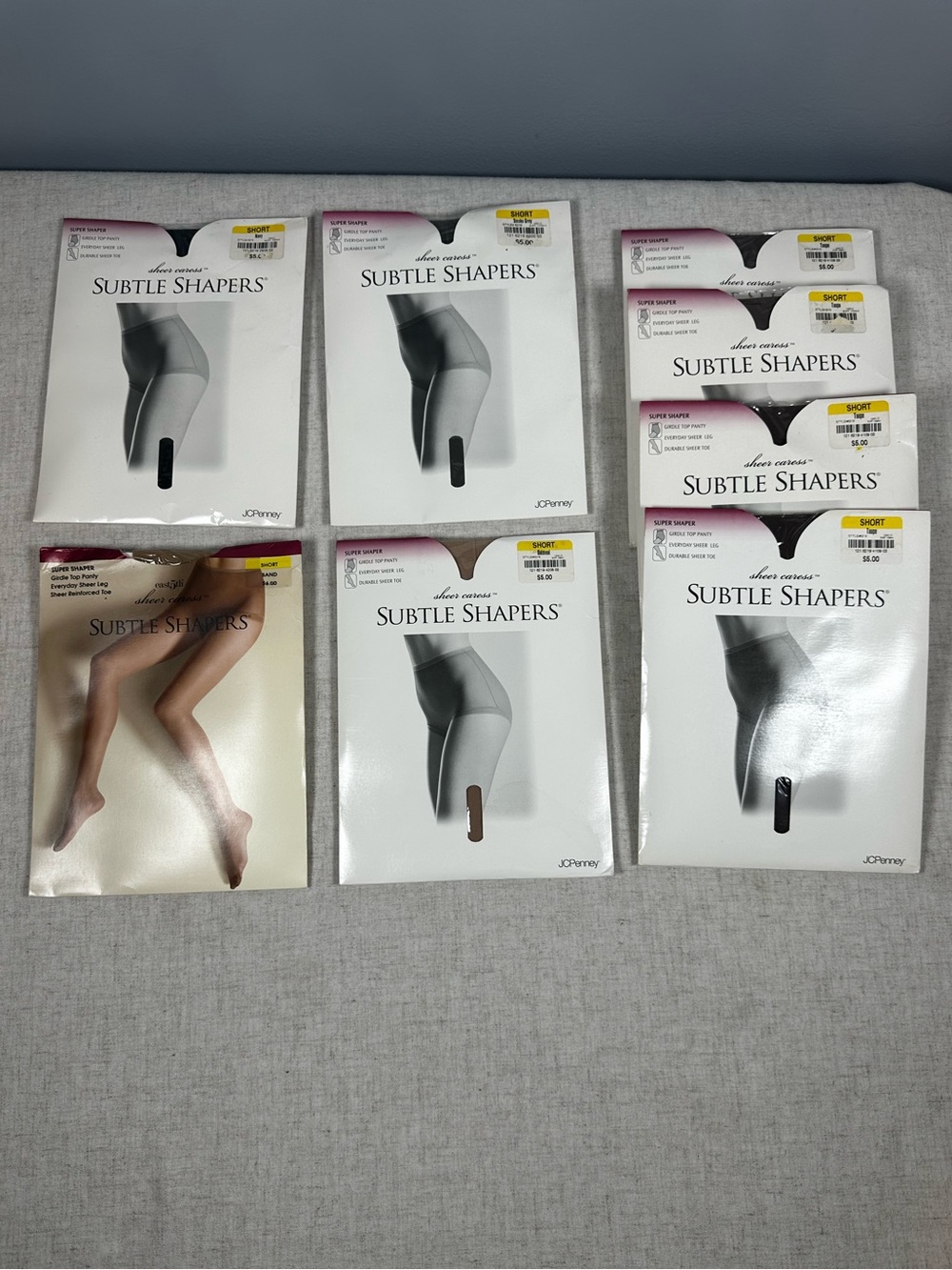 Subtle Shapers Sheer Caress Pantyhose Bundle of 8 Size Short
